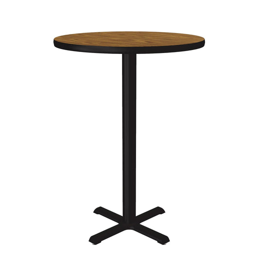 BXBTFR Correll Inc. 42" Height Round Café & Breakroom Tables With 1 1/4” Two Sided Thermal Fused, Cast Iron Base and Top Spider, 3” Diameter Steel Column, X-Base with Nylon Leveling Glides, Cube 1.75, 2.25, 3.15, 4.20, 5.20, Thermal Fused Laminate